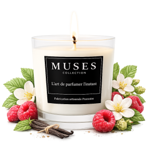 Bougie d'ambiance parfumée Murmure de framboise fabriquée en france