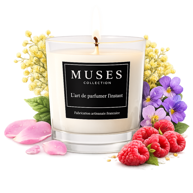 Bougie d'ambiance parfumée Rosée violette fabriquée en france