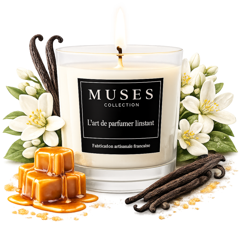 Bougie d'ambiance parfumée Caresse vanillée fabriquée en france