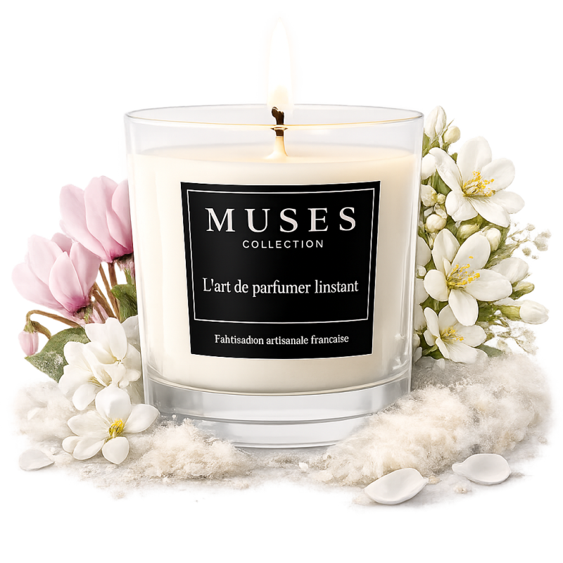 Bougie d'ambiance parfumée Velours blanc fabriquée en france