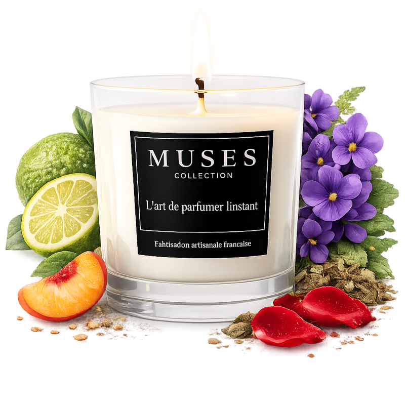 Bougie d'ambiance parfumée Eveil pourpre fabriquée en france
